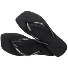 Women's Slim Square Logo Metallic Flip Flops